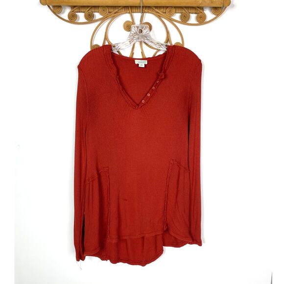 Sundance Tops - Sundance Orange Waffle Knit Thermal Long Sleeve Flowy Top M